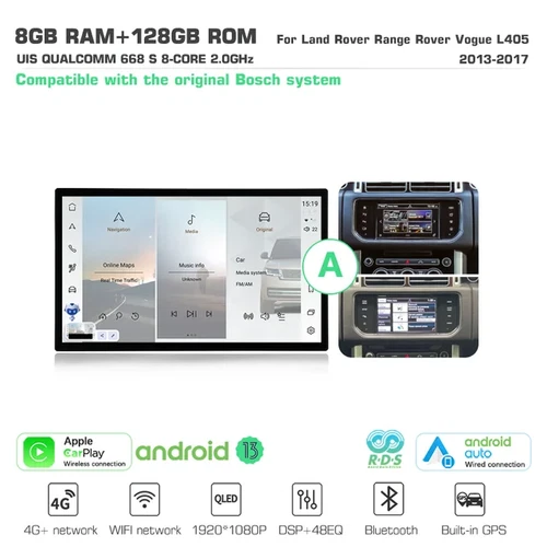 13.3" Touchscreen GPS Navi CarPlay Für Range rover vogue L405 sport L494 - Bild 2 von 7