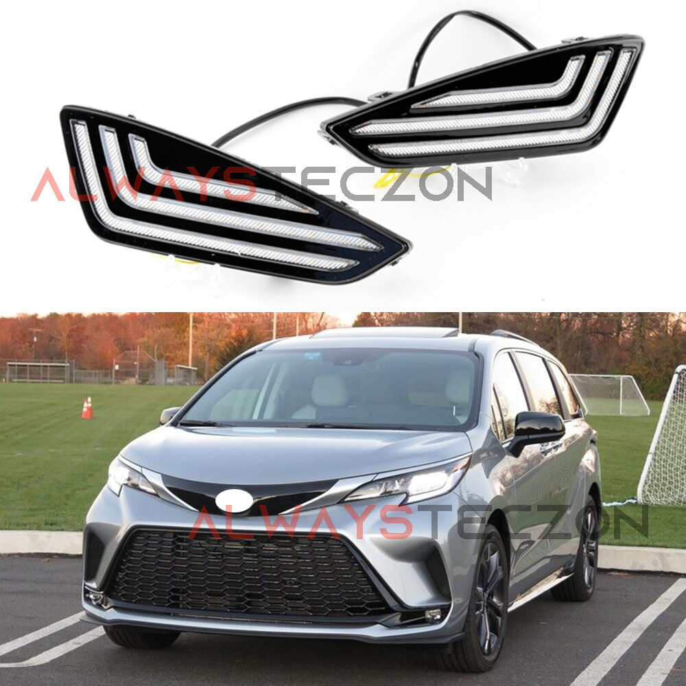 LED DRL Daytime Running Light Fog Lamp w/ Turn For Toyota Sienna