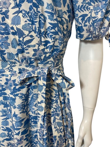 Polo Ralph Lauren floreale abito avvolgente in crepe bianco/blu taglia 4 - Foto 4 di 9