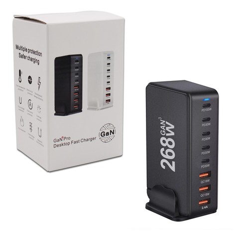 8 Port USB Charging Station TYPE-C Hub Tower Desktop Phone Charger UK 268W - Picture 7 of 15
