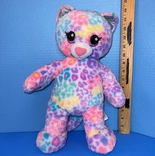 Build A Bear Cheetah Leopard Cat Rainbow 16" Plush Stuffed Animal Pink Purple