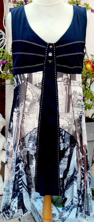 Robe LMV Taille 36 Noir à Fleurs - Design Moderne - Sans Manches - Destockage