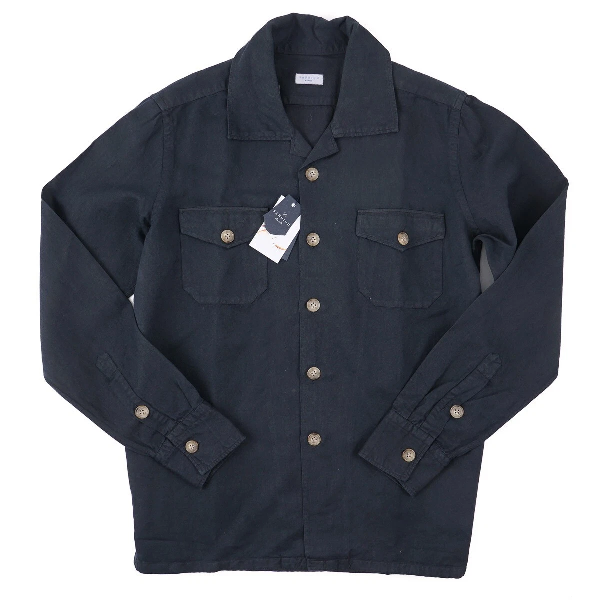 Sannino Napoli Midnight Blue Woven Linen and Cotton Overshirt XL Shirt NWT
Opens in a new window or
