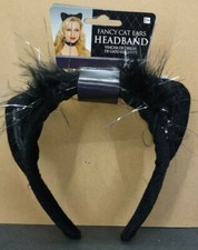 Fancy Cat Ears Headband 14 Black with silver tinsel