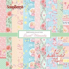 BABY SWEET MOMENTS 6x6 Inch Paper Pack 12 Double-Sided Sheets SCRAPBERRY'S New