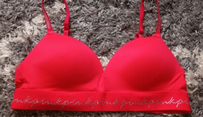 VS pink wireless studded push up bra BRAND NEW size 36d red logo
