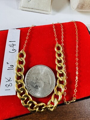 アクセサリー 18K (750) saudi gold 18K 750 Saudi Real Fine Yellow Gold Curb Cuban Chain