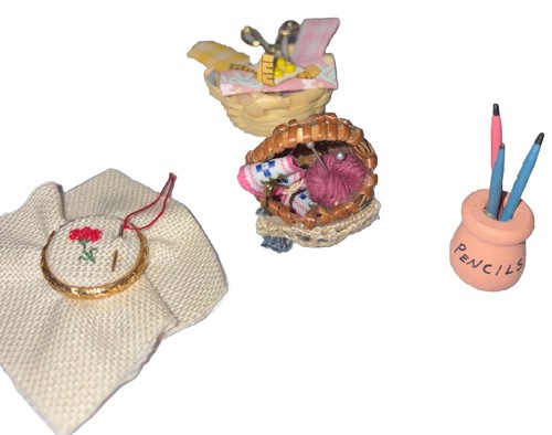Handmade Dollhouse Miniature Craft Room Sewing Yarn Needlepoint 1:12