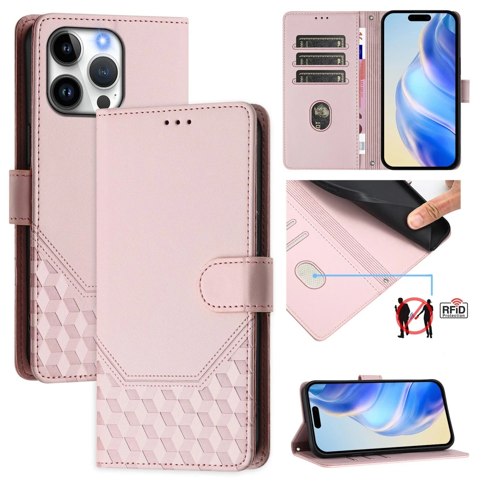 For iPhone 16 15 14 13 12 11 Pro Max SE 7/8 XR XS Case Leather Wallet Flip Cover - Image 4 of 4