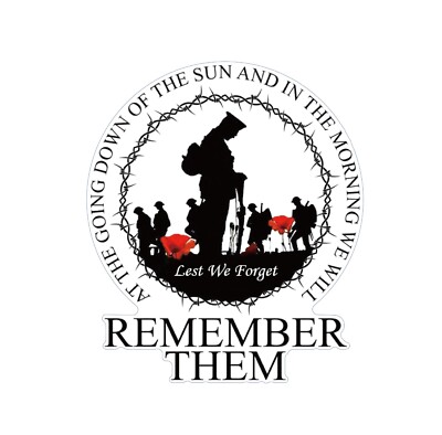 Lest We Forget Remembrance (SK59) Waterproof Vinyl Stickers Decal Army Navy RAF