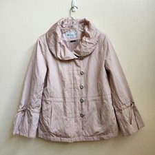 Nuage Jacket Women’s Large Pink Full Zip Button Front Lined Jacket Coat Ruffles