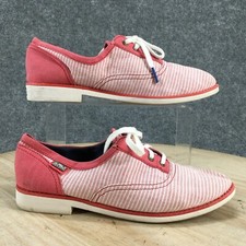 Keds Shoes Womens 6.5 Striped Casual Sneaker Red Canvas Low Top Lace Up Comfort