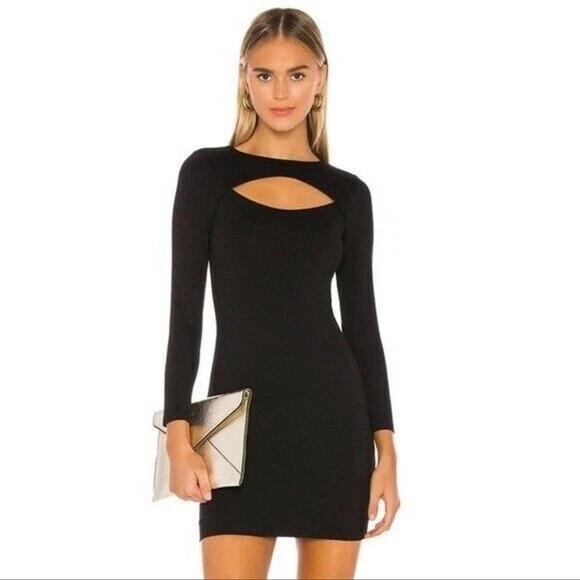 Lovers Friends Cutout Ribbed Knit Mini Dress Black Size Small