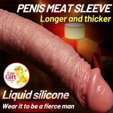 Male Cock-Girth-Enlarger-Enhancer Penis-Extension-Extender Sheath-Sleeve Sex-Toy