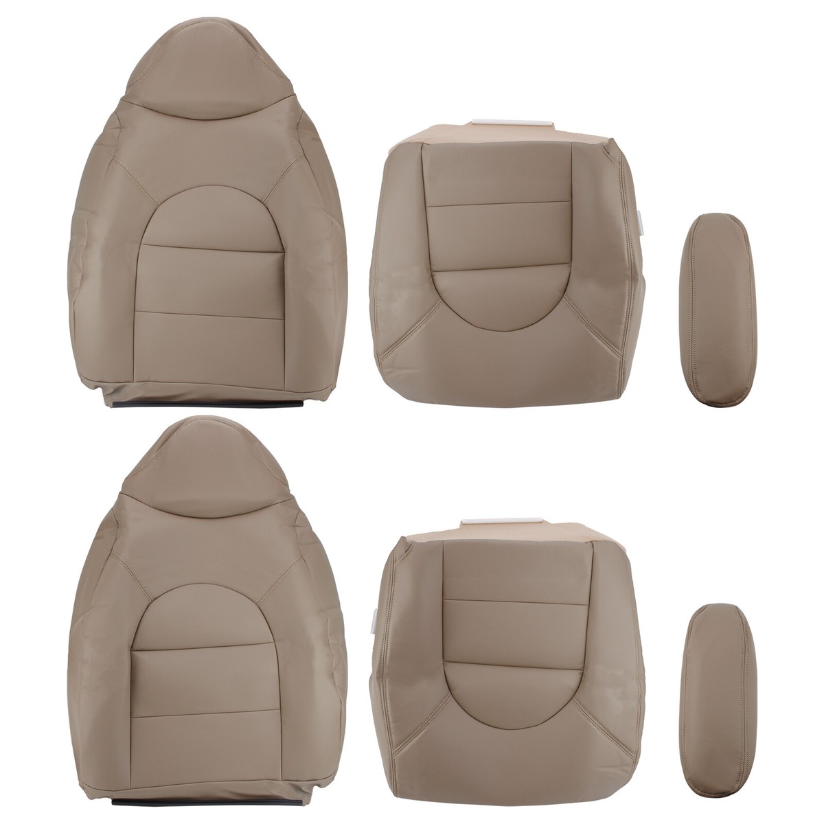 US Auto Nation Leather Seat Covers – For 1999-2000 Ford F250 F350 Front Row (Top & Bottom) Tan 2 thumbnail image