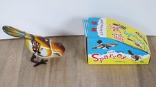 Blech-Spielzeug zum Aufziehen "Vogel/Spatz/Sparrow" China Weissblech OVP Vintage