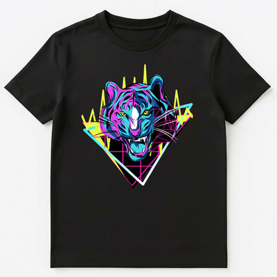 Vaporwave Aesthetic Art Style Tiger Grafik Unisex T-Shirt