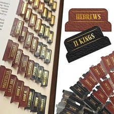 Premium Bible Tabs Set, 75 PCS PU Leather Bible Labels with Gold Stamping, 12...