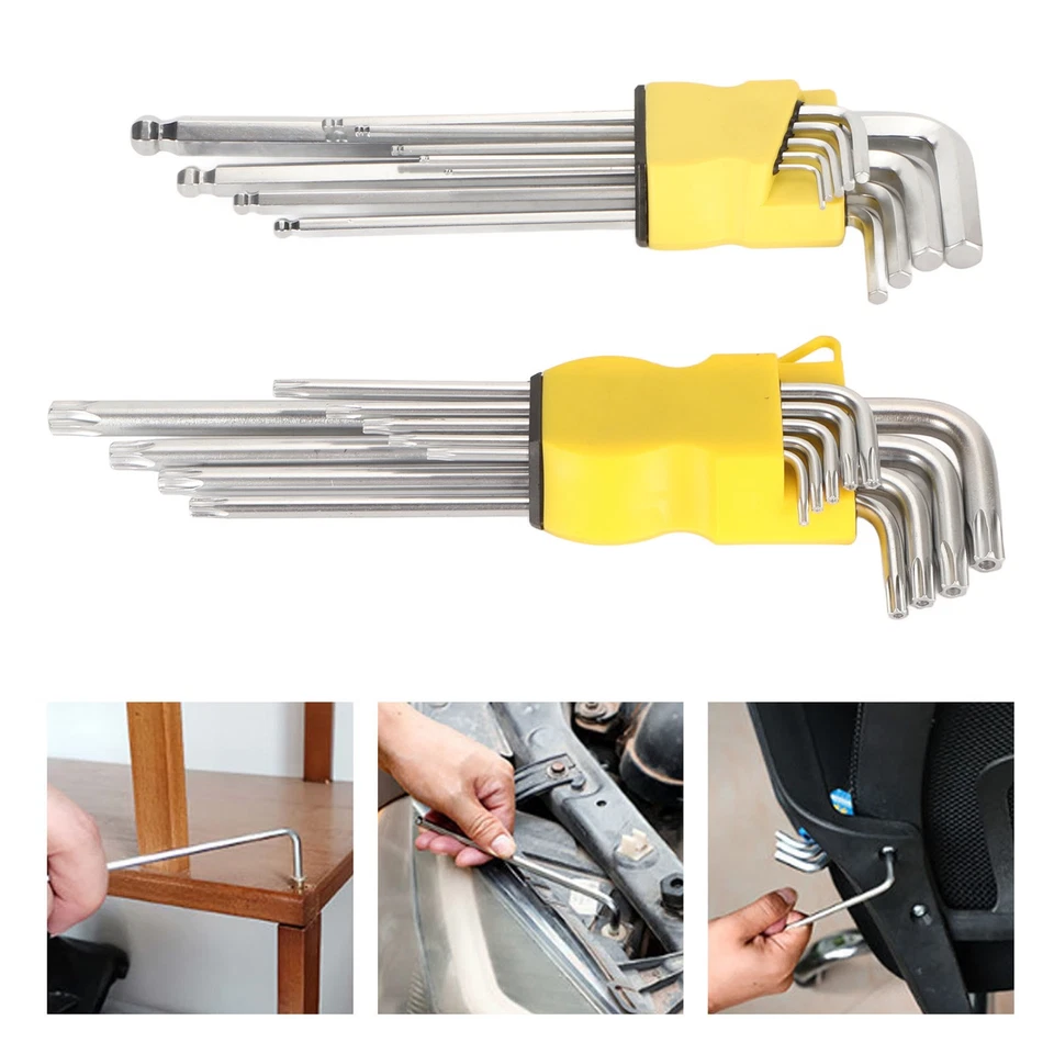 18x Hex Wrench Set Right Angle Long Arm Hex Key Wrench Set With Ball Endin Metri - Image 4 of 4