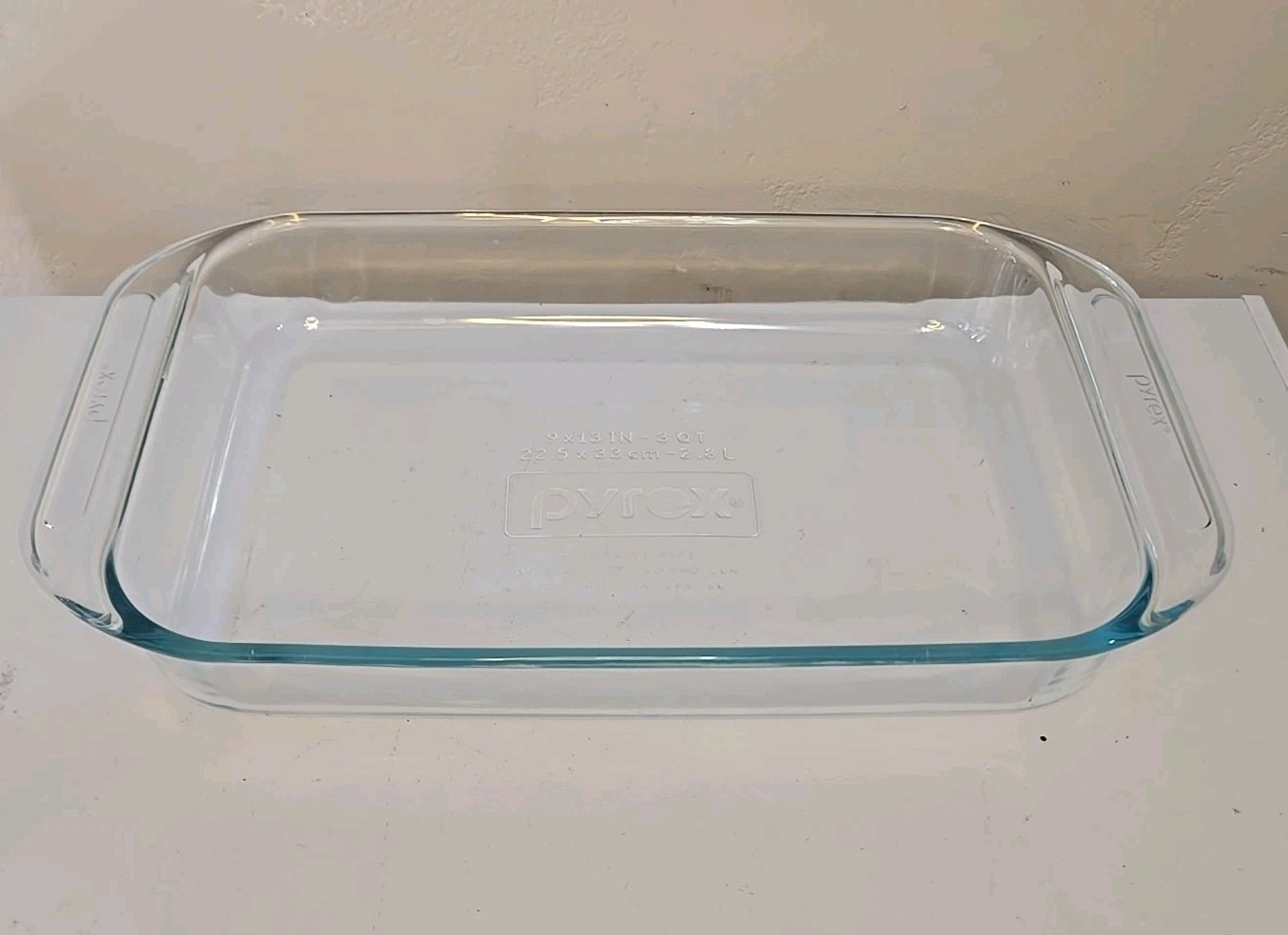 Vintage Pyrex Clear Glass 3 Quart 9X13 Square Cake Pan Baking Dish USA