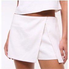 Abercrombie Fitch White Faux Wrap Linen Mini Skirt Skort White Small