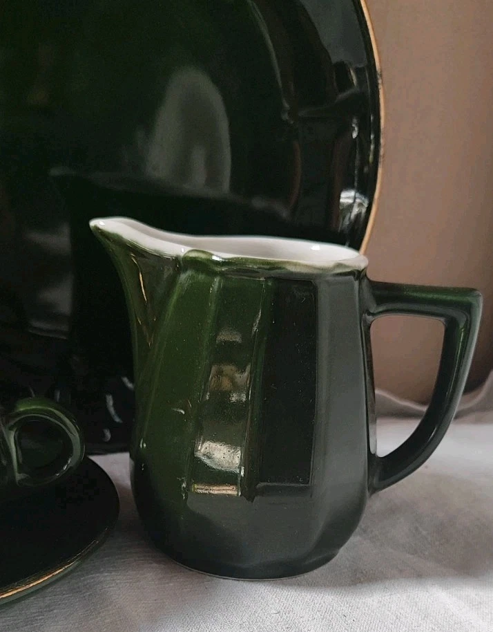 Solitaire Apilco & Style Vert Empire - 1 Tasse + 1 Assiette + 1 Crémier - Photo 4/4