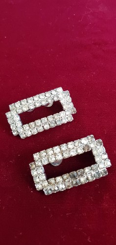 vintage rhinestone shoe buckle pair 2" x 1"