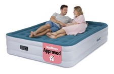 Double Air Bed with Built-In Electric Pump High Raised Flocked Inflatable 