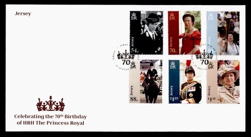 DR WHO 2020 GB JERSEY FDC PRINCESS ANNE 70TH CACHET COMBO L1.18 M68308