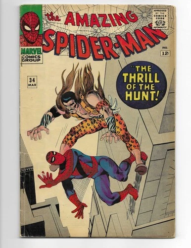 Amazing Spider-Man 34 1966 Marvel Comics VG 4.0 2nd Gwen Stacy 4th App Kraven