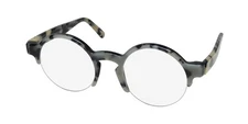 NEW ANDY WOLF 4554 EYEWEAR PLASTIC D 45-21-140 ROUND HALF-RIM AUSTRIA GRAY