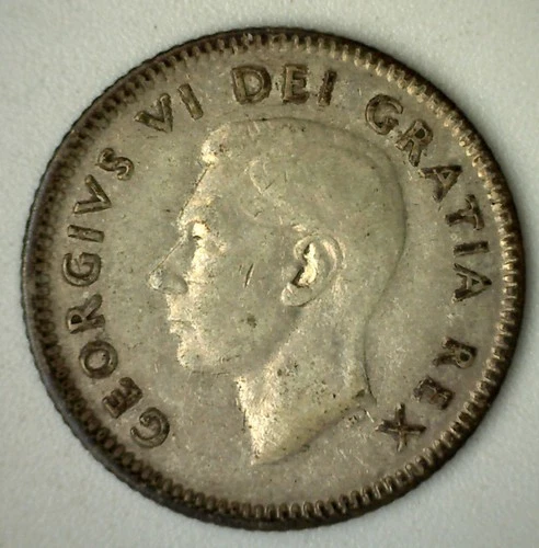 1948 Canada 10 Cents SILVER Dime Circulated Coin Rim Toning George VI 10c