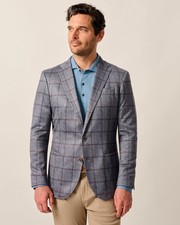 Malachi Top Shelf Windowpane Knit Sport Coat Mens Gray Size 46 johnnie-O
