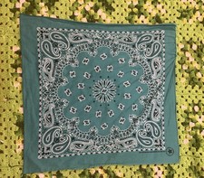 Vtg Hav A Hank USA Teal Blue Worn Bandana Paisley Cotton Retro Handkerchief