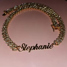 Personalized Name Necklace, 18K Gold Plated, Cuban Chain Pendant