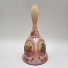 Vintage Fenton Burmese Uranium Glass Bell Hand Painted Bell by A. Farley