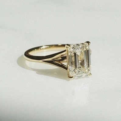 Diamantring Smaragdschliff 2 Karat IGI-zertifiziert Lab Grown E F VVS 14 Kara...