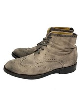 Unused Wing Tip Lace Up Boots/42/Gry/Suede/Shoelaces Peeling Off 3463