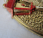 Vintage 1950's Era Gold Plastic Oval Flat Santa Lamp Post Christmas Ornament — photo 10