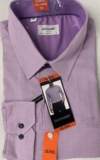 DUCHAMP London Men's Slim Cotton Stretch Dress Button Shirt 18 XXL Purple 46 NEW