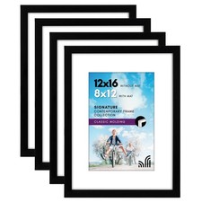 Americanflat 12x16 Black Picture Frame Set of 4 w/Shatter-Resistant Glass