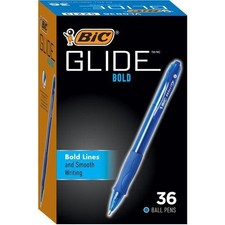 BIC Glide Bold Ballpoint Pens, Bold Point 1.6 mm , Blue Ink Pens 805003
