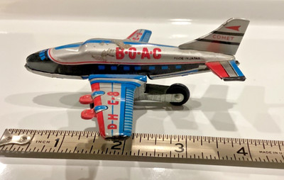 Vintage Saito Japan Tin Litho Friction B.O.A.C. Comet DH C-8 Airplane Nomura