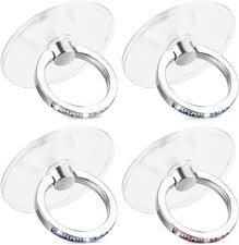 4Pcs Phone Finger Ring Transparent Bling Cell Phone Case Ring Holder with Rhines