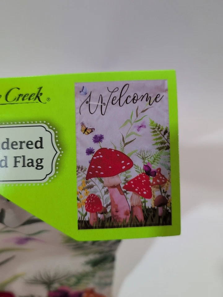 Meadow Creek Hand Stitched Recycled Fabric Embroidered Garden Flag Women Owned - Image 3 of 4