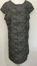 New Collection Linen Dress Made Italy XL Gray EmbroiderFloral Lagenlook Coastal