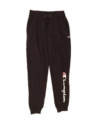 CHAMPION Womens Graphic Tracksuit Trousers Joggers UK 10 Small  Black CW07