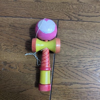 Handmade Kendama Heart-Shaped Ball Colorful Design With Carrying Bag Japan
