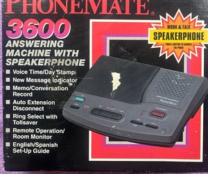 ANTIQUE PHONEMATE 3600 ANSWERING MACHINE WITH MANUAL - PLUS 5 MICROCASSETTES