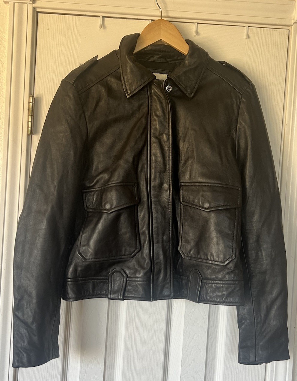 ALTRA Giacca di pelle nera nuova senza etichette Each Other Paris taglia XL 100% pelle di agnello